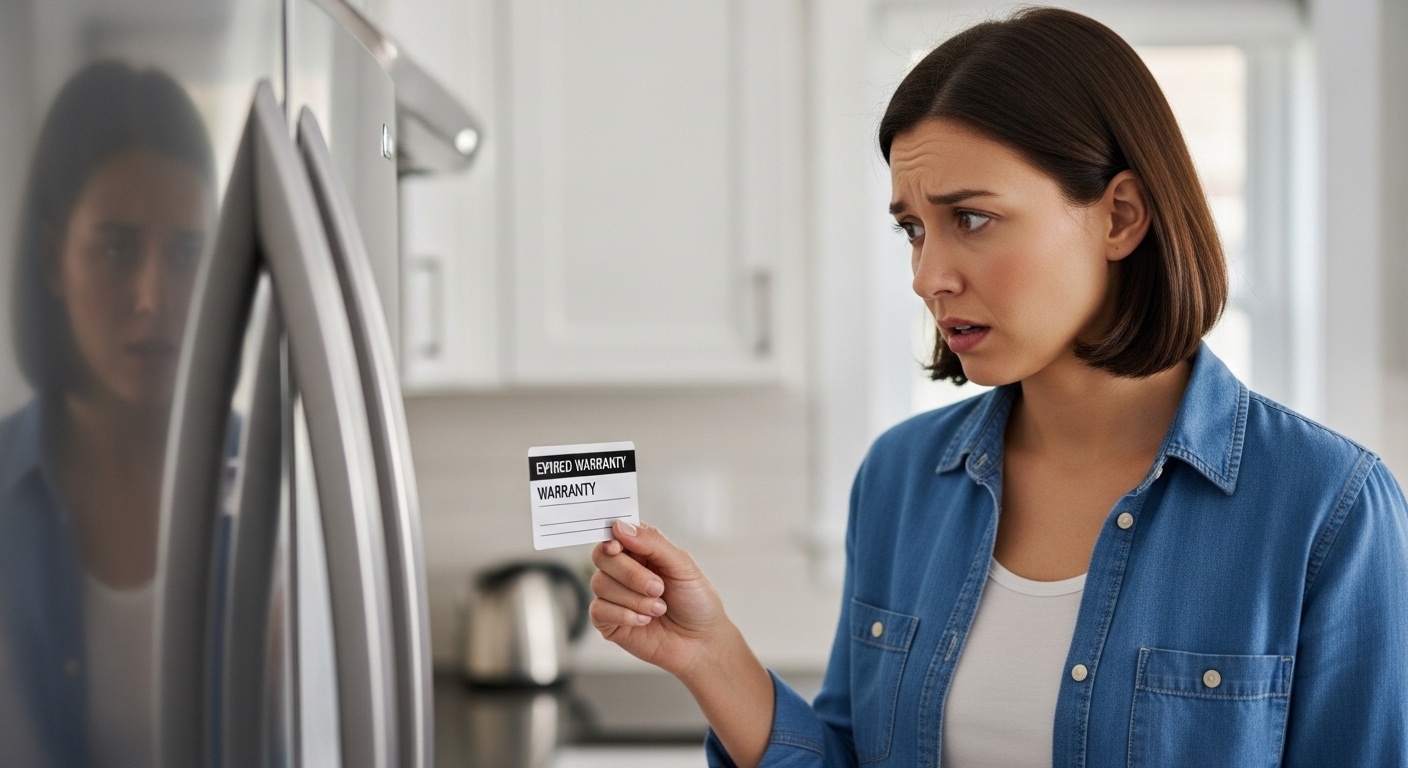 Frustrated homeowner looking at a broken appliance in Coquitlam.