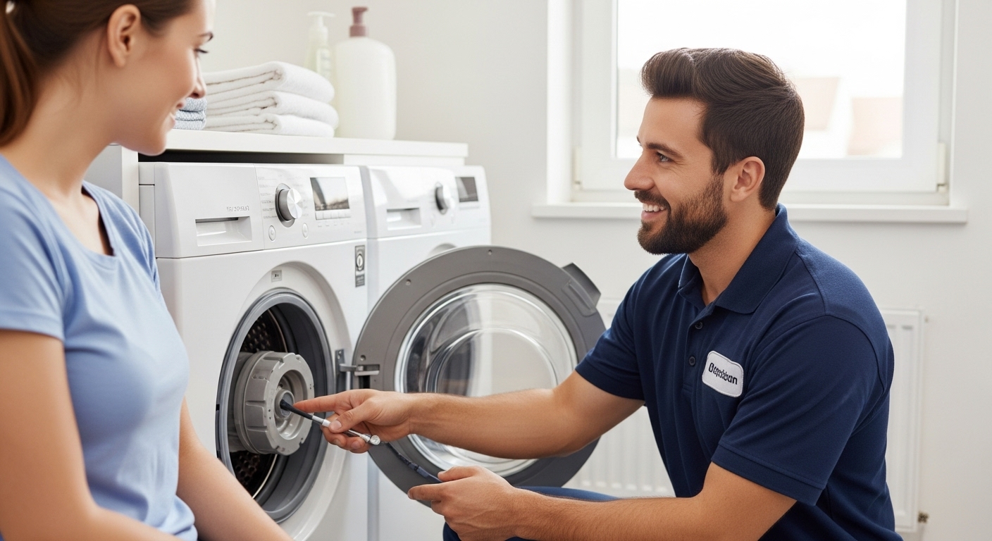 Professional appliance repair technician working on an appliance in Coquitlam.