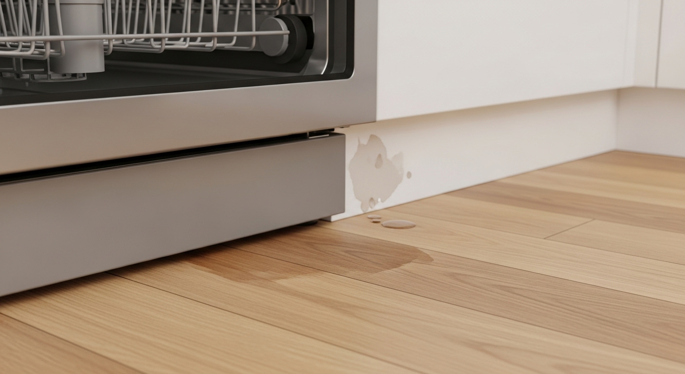 Early warning signs of an appliance leak like warped flooring and water stains