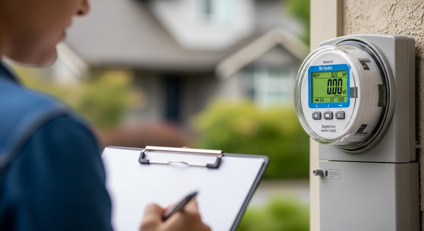 Person checking their BC Hydro meter as part of a DIY energy audit