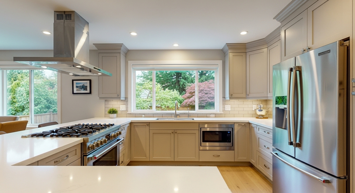 Modern Coquitlam kitchen with stainless steel appliances