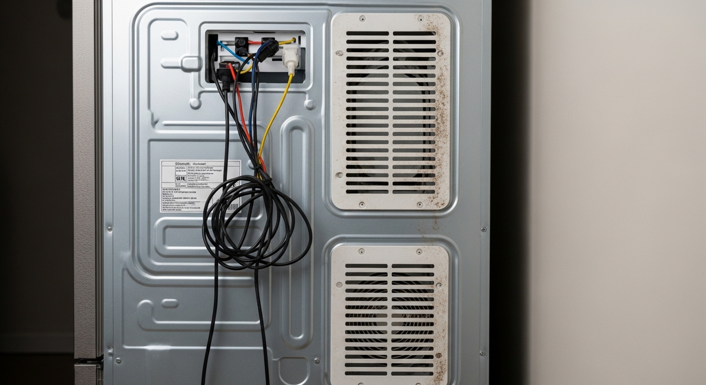 Example of an improper appliance installation with faulty wiring that voids warranties.