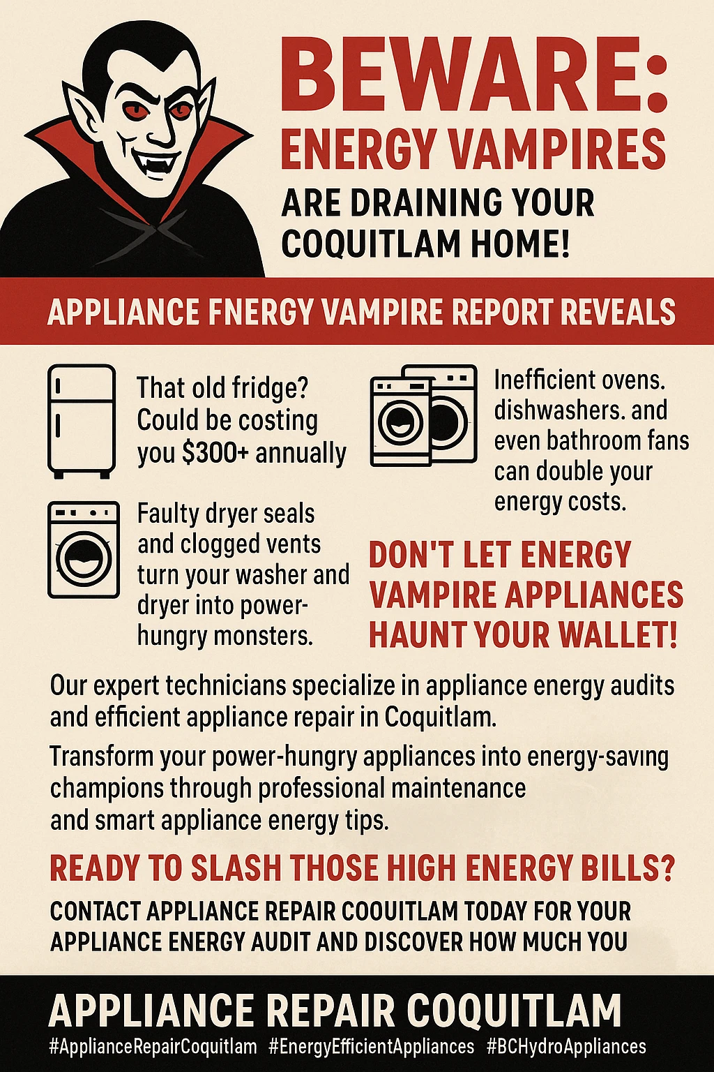 Appliance energy efficiency Coquitlam key takeaways infographic