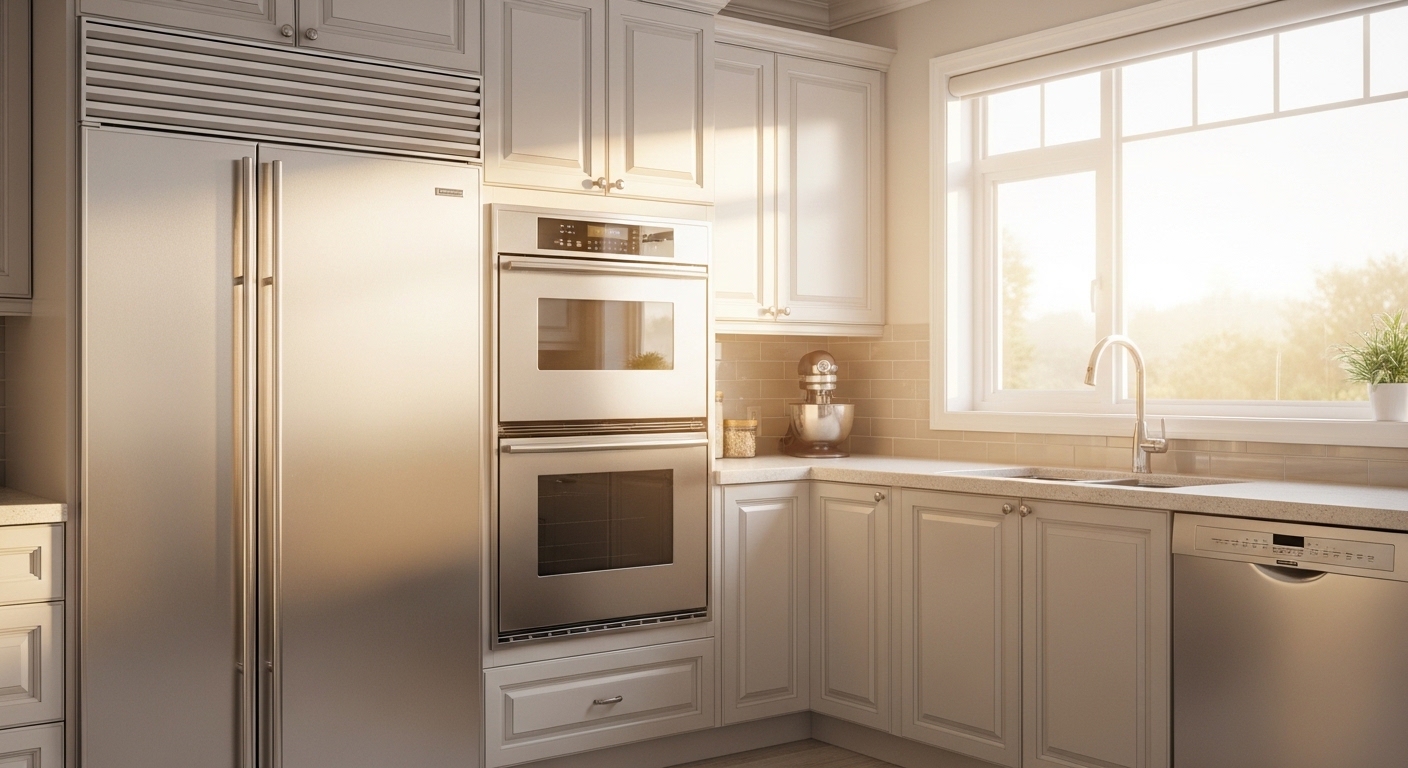 Modern kitchen with appliances protected by surge protection in Coquitlam