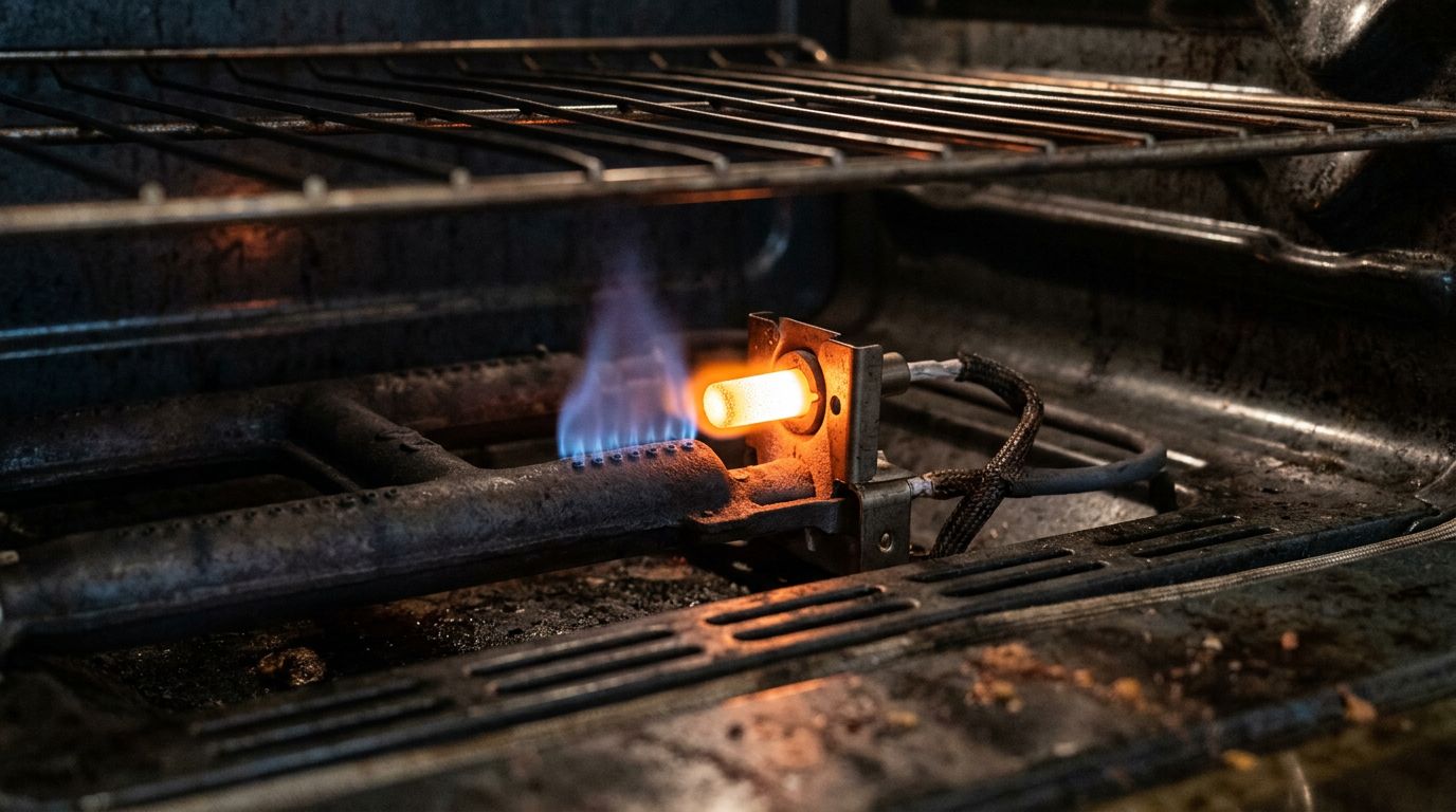 Glowing gas oven igniter safety check