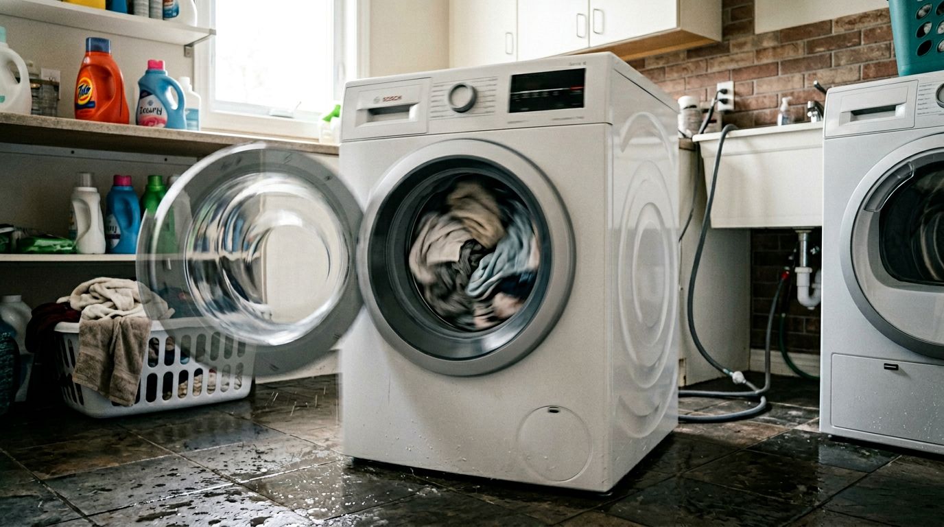 Vibrating washing machine spin cycle noise